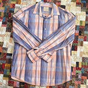 Tommy Bahama Men's Striped Shirt in Blue and Peach